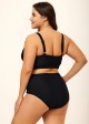 Plus Size Black With Frill Details Modest Elegant Bikini Swimsuit Top