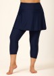 Navy Blue Flared Plus Size Modest Swimsuit Skort with Capri Leggings