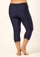 Navy Blue Plus Size Women's Cropped Ruffled Swim Pants
