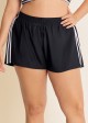 Curvy Black And White Side Striped Sporty Swimsuit Bottom Shorts