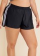 Curvy Black And White Side Striped Sporty Swimsuit Bottom Shorts