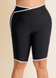Black And White Striped Plus Size Swimsuit Bottom Capri Pants