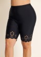 Curvy Women's Black Hollow Sport Simple Swim Short