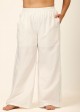 White Fashion Cutout Plus Size Modest Swimsuit Loose Cover Up Pants