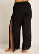 Plus Size Black Side Slits Tassel Swimsuit Cover Up Pants