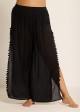 Plus Size Black Side Slits Tassel Swimsuit Cover Up Pants