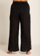 Plus Size Black Side Slits Tassel Swimsuit Cover Up Pants