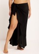 Curvy Black Side Slits Sarong Beachwear Cover Ups Dress