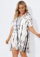V-Neck Slit Fringe Trim Tunic Cover Up