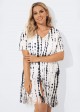 V-Neck Slit Fringe Trim Tunic Cover Up