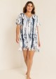 V-Neck Slit Fringe Trim Tunic Cover Up