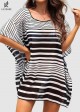 Black And White Striped Batwing Sleeve Cover Up Dress