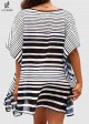 Black And White Striped Batwing Sleeve Cover Up Dress