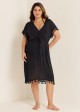Black Weave Sleeveless Long Fringe Vacation Cover Up