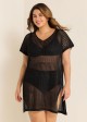 Black Plus Size Simple Side Slit Cover Up