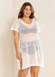 White Plus Size Simple Side Slit Cover Up