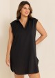Black V Neck Sleeveless Plus Size Summer Vacation Cover Up