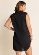 Black V Neck Sleeveless Plus Size Summer Vacation Cover Up
