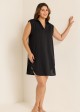 Black V Neck Sleeveless Plus Size Summer Vacation Cover Up