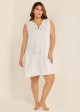 Curvy White Split Neckline Gauze Swimsuit Cover Up Shift Dress