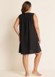 Curvy Black Split Neckline Gauze Swimsuit Cover Up Shift Dress