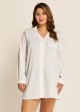 Plus Size White Button Front Collar Beachwear Cover Ups Blouse Dress