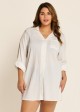 Plus Size White Button Front Collar Beachwear Cover Ups Blouse Dress