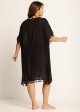 Plus Size Black Tassel Short Sleeve Swimsuit Cover Up Dress
