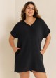 Black Button Women's Swimsuit Plus Size Bathing Suit Cover Up