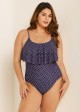 Navy Scoopneck Dot Layered One Piece Swimsuit