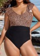 Leopard Print Ruffled Vintage One Piece Swimsuit