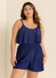 Plus Size Leisure Beach With Ruffle Hem Detailed Romper One Piece Swimsuit