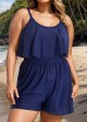 Plus Size Leisure Beach With Ruffle Hem Detailed Romper One Piece Swimsuit