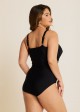 Black And White V Neck Crossover Pleated One Piece Swimsuit