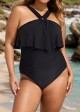 Black Square Cut Hardware One Piece Swimsuit