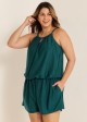 Curvy Green High Neck Hollow With Pocket 1 Piece Bathing Suits Romper One Piece Swimsuit