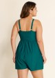 Green Pocket Lace Up Curvy 1 Piece Bathing Suits One Piece Swimwear