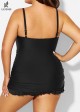 Solid Black Ruched Twisted Front Sexy One Piece Swimdress