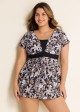 Black Floral Vintage Curvy Swimwear Bathing Suits Swimdress Top