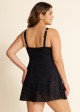 Black Scoopneck Crochet Tummy Control One Piece Swimdress