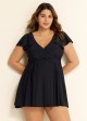 Stylish V Neck Ruffle Sleeves Swimdress Top