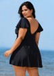 Stylish V Neck Ruffle Sleeves Swimdress Top