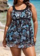 Vintage Blue Floral And Paisley Printed Swimdress Top