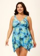 Green Vintage Floral Print Modest Swim Dress Set