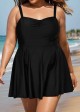 Black V Neck Ruched Plus Size Modest Swimdress Swimsuit Top