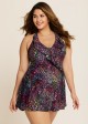 Curvy Black Dot Print Vintage Swimwear Bathing Suits Swimdress Top