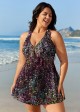Curvy Black Dot Print Vintage Swimwear Bathing Suits Swimdress Top
