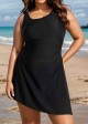 Black Mesh Irregular Straps Side Split One Piece Swimdress