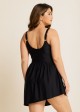 Black Mesh Irregular Straps Side Split One Piece Swimdress