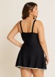 Black And White Splicing V Neck Fashionable One Piece Swimdress